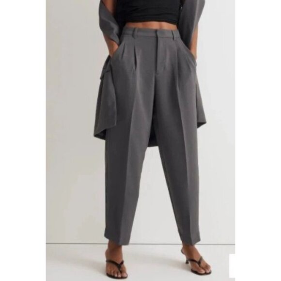 Madewell NWT Gray Crepe Trousers Sz 12 - Picture 1 of 5
